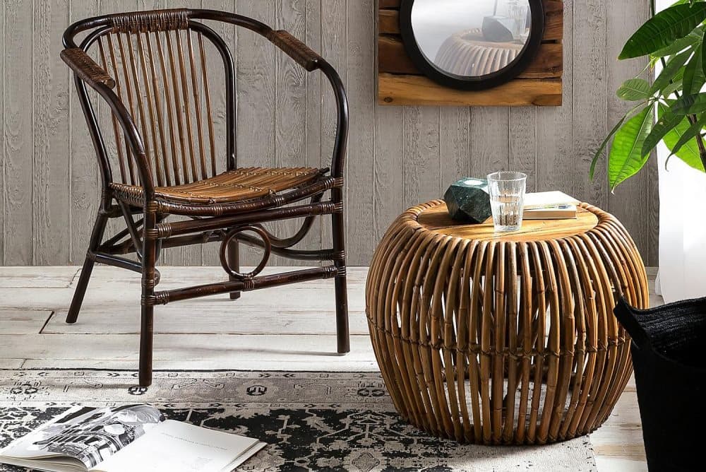 MALMESBURY Soffbord 60cm Runt m Förvaring Hylla+Låda Teak/Ro