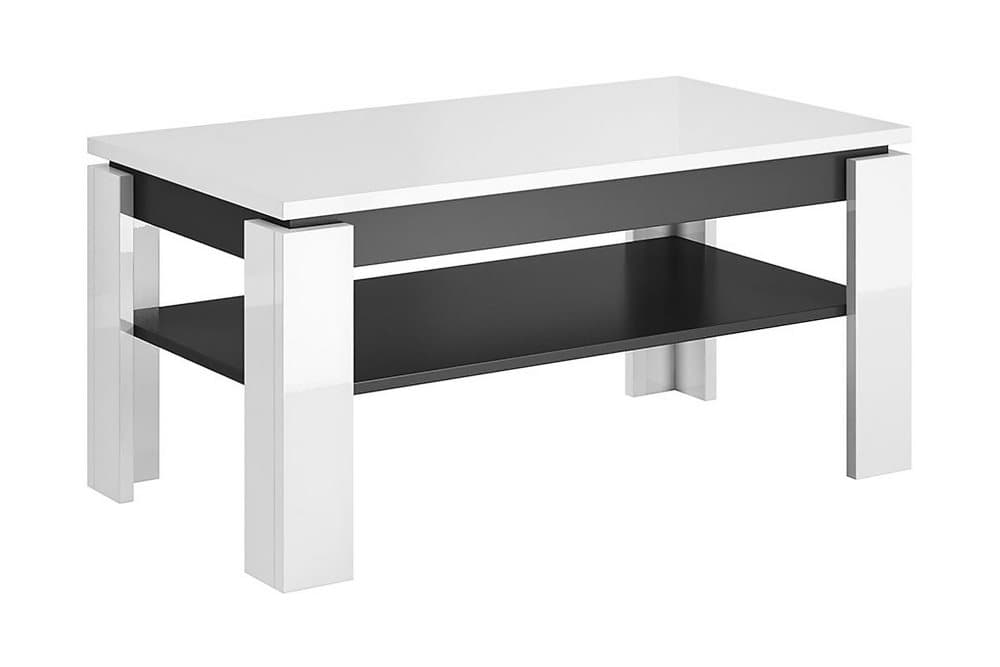 FLATEBYN Soffbord 100 cm med Förvaring Hylla Vit/Grafitgrå