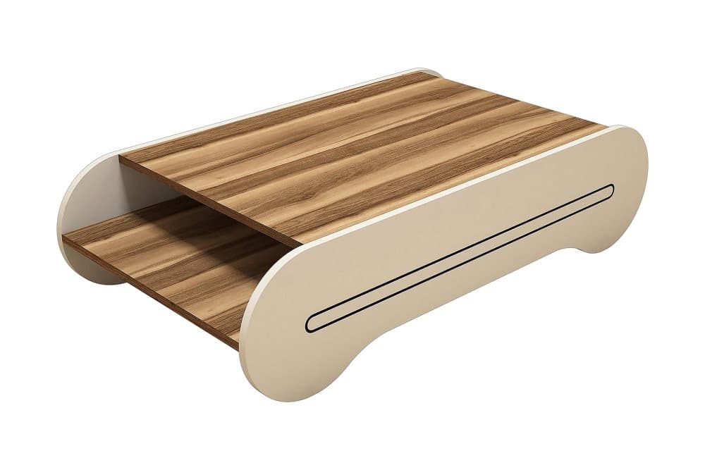 VARRED Soffbord 120 cm med Förvaring Hylla Brun/Krämvit