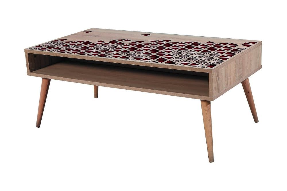 STENBYN Soffbord 110 cm med Förvaring Hylla Trianglar Natur/