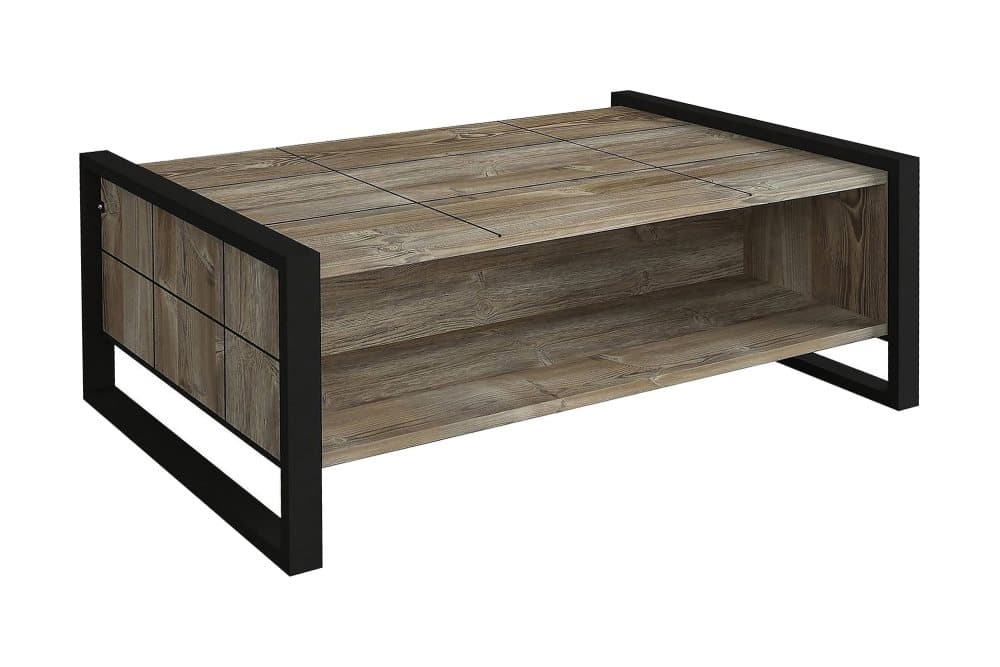 KYRKEBERG Soffbord 94 cm med Förvaring Hyllor Brun/Svart