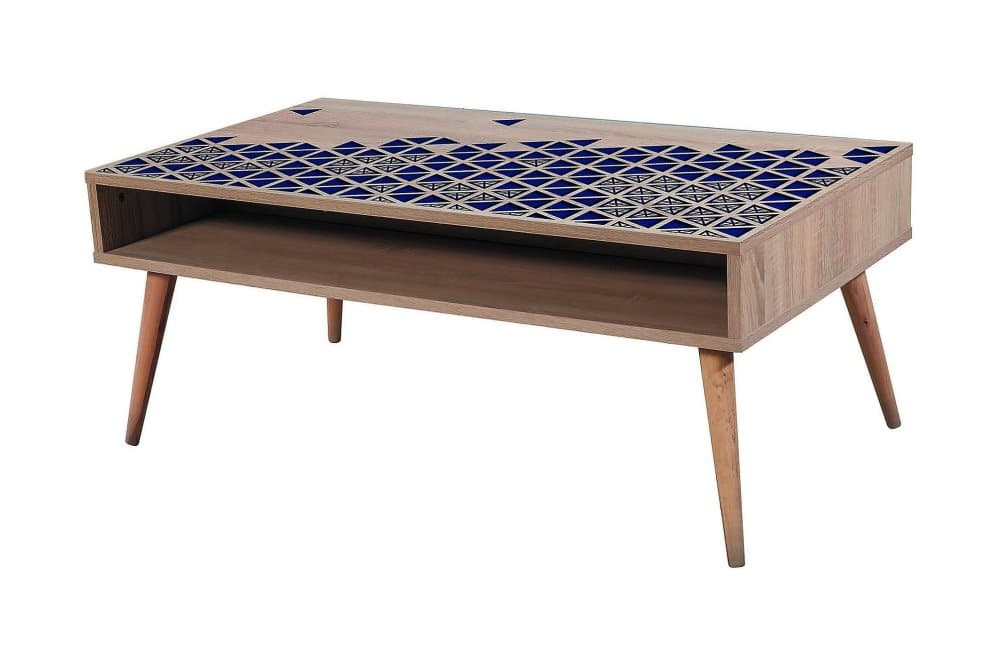 STENBYN Soffbord 110 cm med Förvaring Hylla Trianglar Natur/