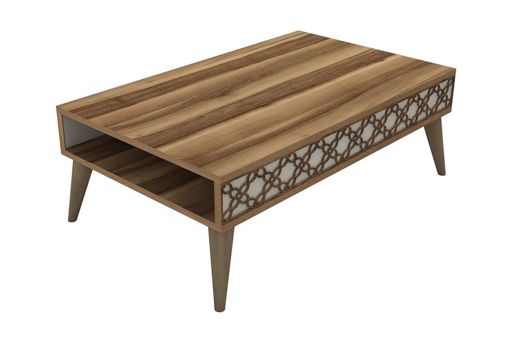 VARRED Soffbord 105 cm med Hylla Kedjemönster Valnötsbrun/Kr