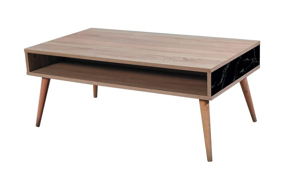 STENBYN Soffbord 110cm Förvaring Hylla Marmormönster Natur/S