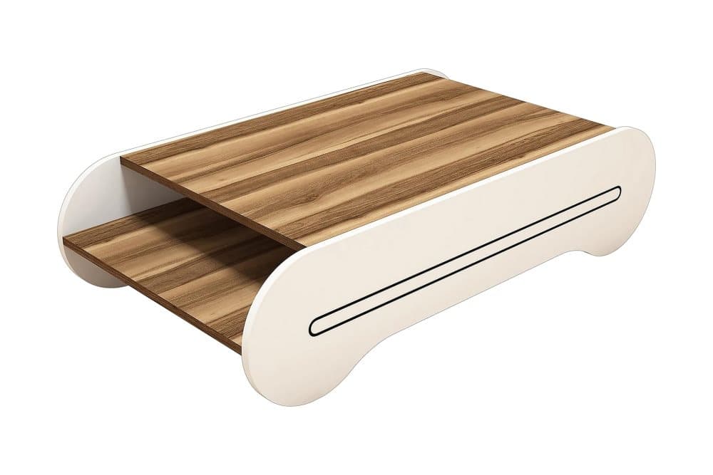 VARRED Soffbord 120 cm med Förvaring Hylla Brun/Vit