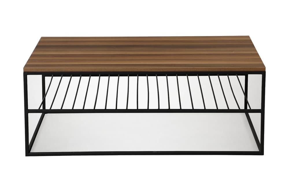 ALSBO Soffbord 95 cm med Hylla Ribbor Mörkbrun/Svart