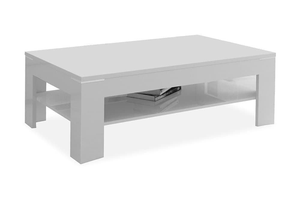 ECKLANDS Soffbord 120 cm med Förvaring Hylla Vit