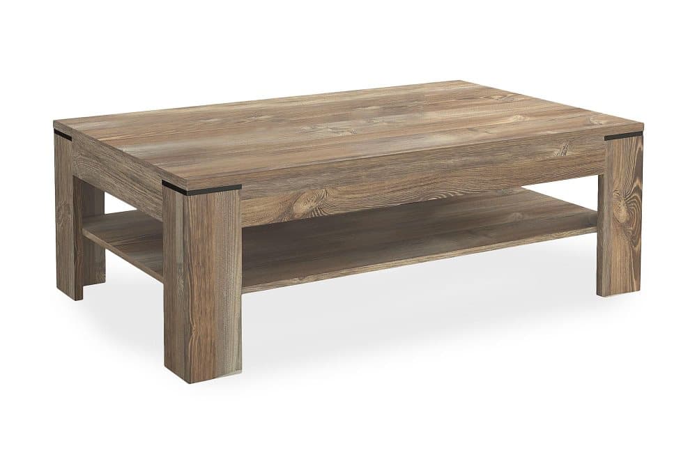 ECKLANDS Soffbord 120 cm med Förvaring Hylla Brun/Svart