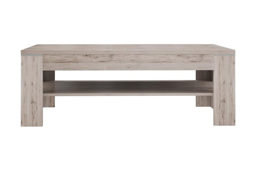 ECKLANDS Soffbord 120 cm med Förvaring Hylla Brun/Natur