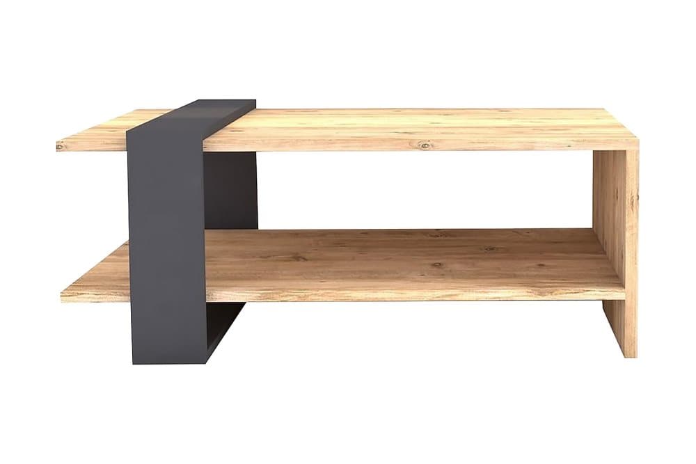 MARKICE Soffbord 80 cm med Förvaring Hylla Valnötsbrun/Grå