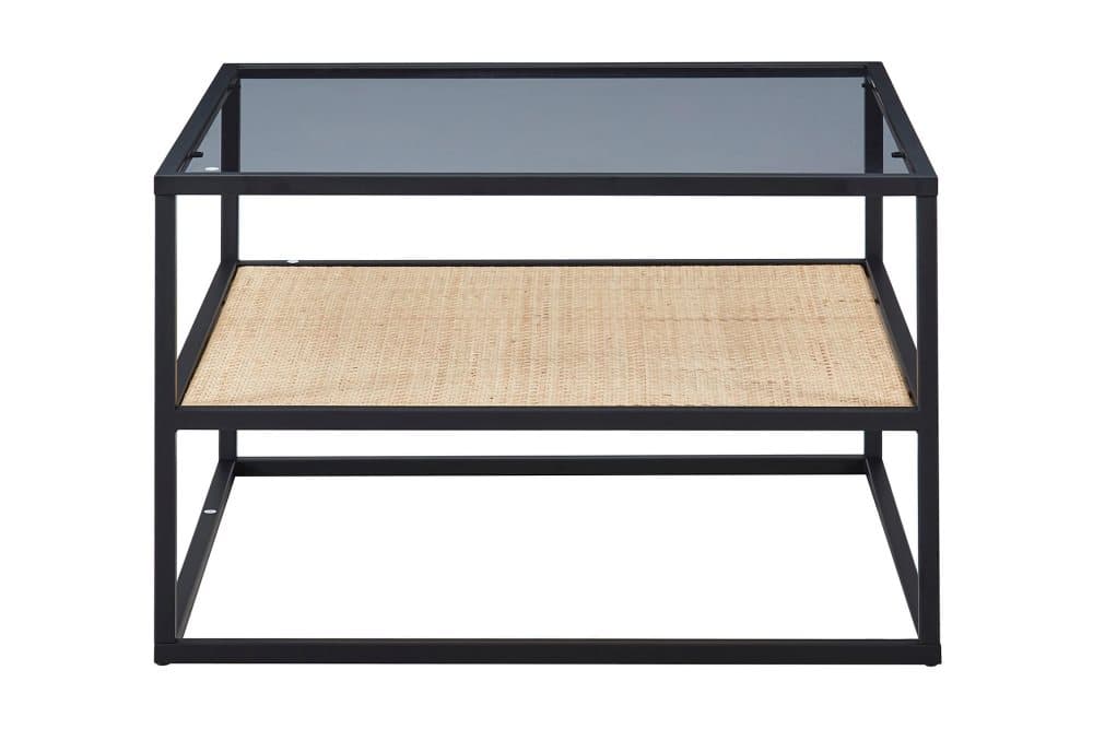 SKEPPSTA Soffbord 75 cm med Förvaring Hylla Glas/Rotting/Sva