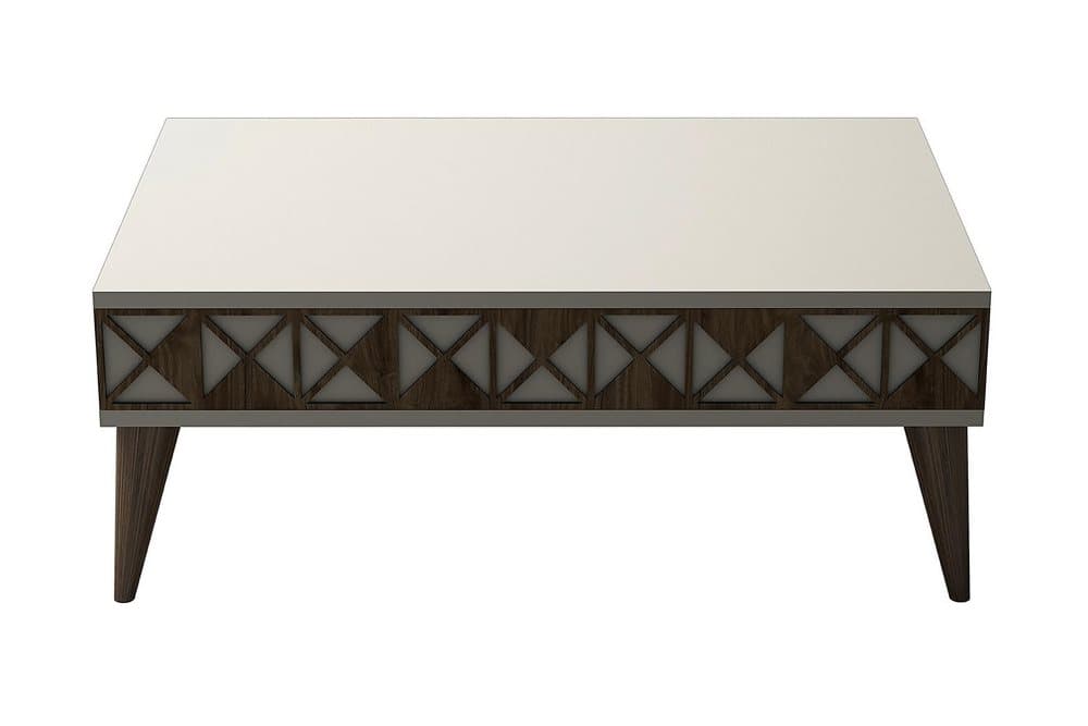 TUERO Soffbord 90 cm med Förvaring Hylla Krämvit/Brun