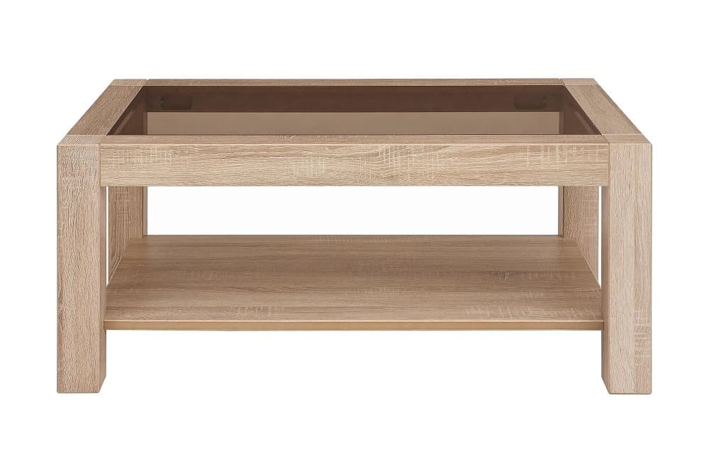 SOMORTO Soffbord 106 cm med Förvaring Hylla Glas/Sandek