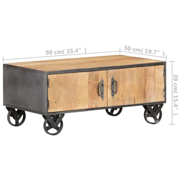vidaXL sofabord 90x50x39 cm massivt genbrugstræ