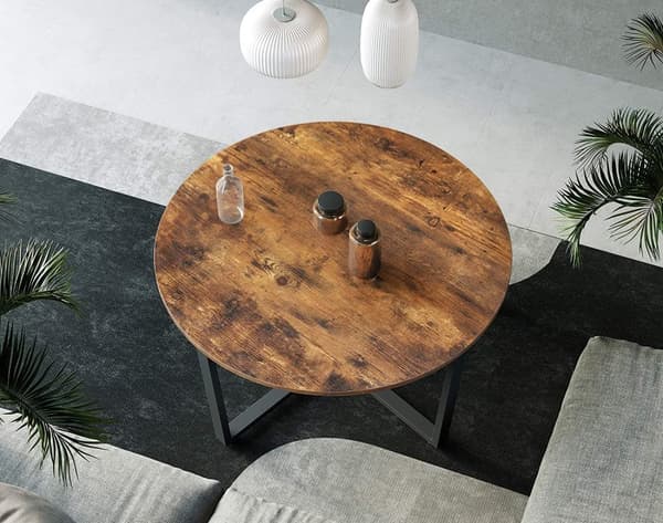 Soffbord rund Vintage brun-svart 88 x 47 cm