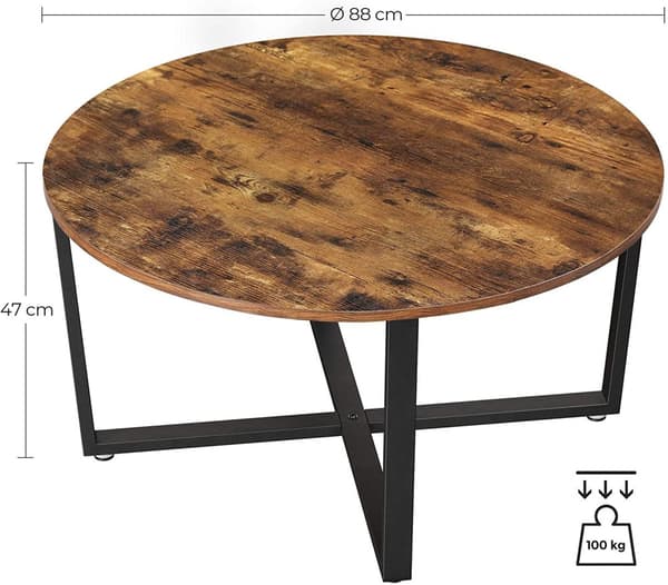 Soffbord rund Vintage brun-svart 88 x 47 cm
