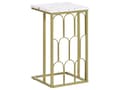 Miniatyrbillede 5 af 8: Sidebord Hvid med Guld MDF Jern 30 x 30 cm Metalben Firkantet Top Moderne Glam Stue