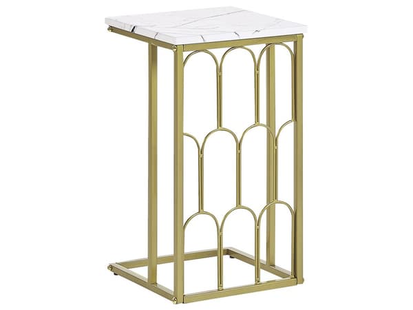Sidebord Hvid med Guld MDF Jern 30 x 30 cm Metalben Firkantet Top Moderne Glam Stue