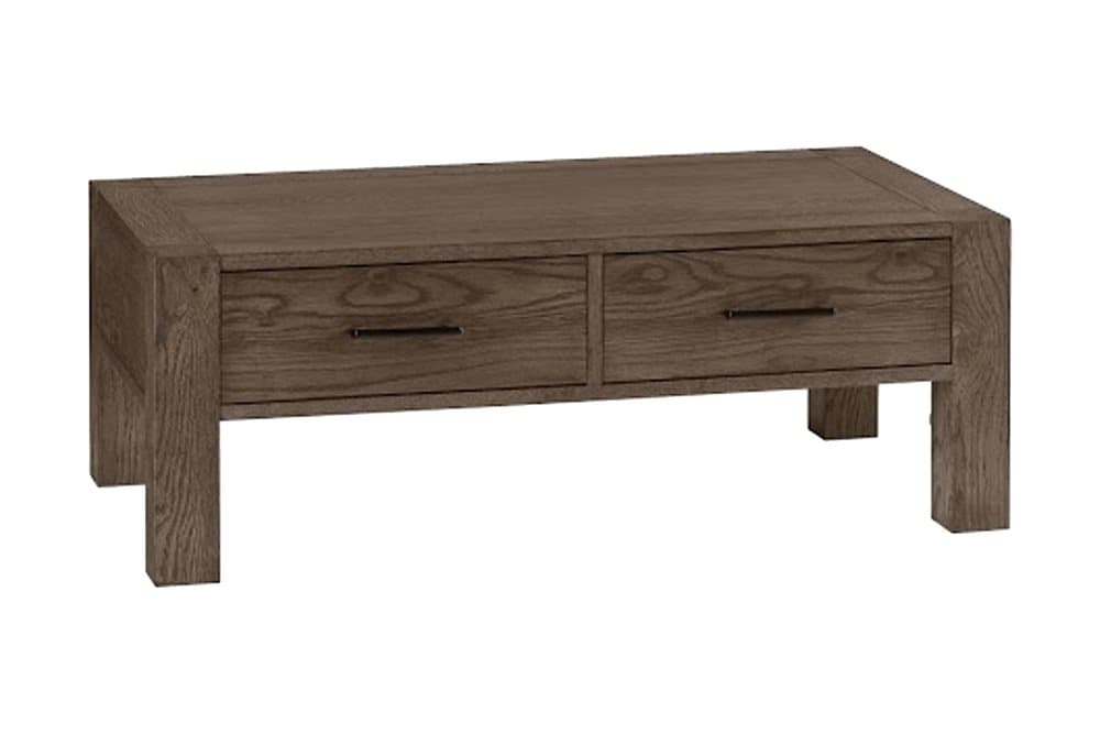 HAMOIR Soffbord 110 cm med Förvaring 2 Lådor Ek