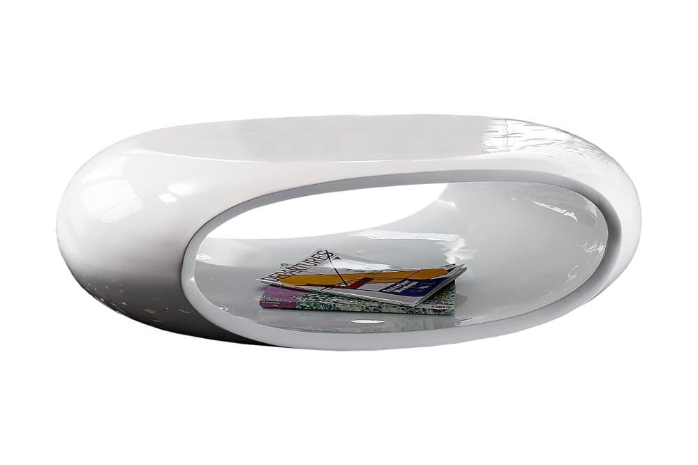 ALBIS Soffbord 109 cm Ovalt med Förvaring Hylla Glasfiber/Vi