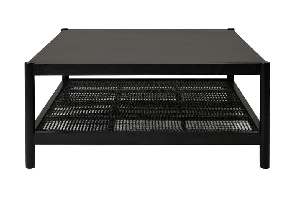 RITZEN Soffbord 90 cm med Förvaring Hylla Ek/Rotting/Svart