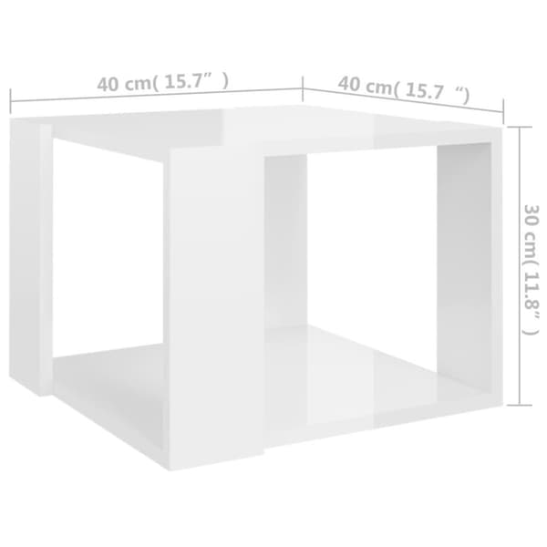 vidaXL Salongbord høyglans hvit 40x40x30 cm konstruert tre