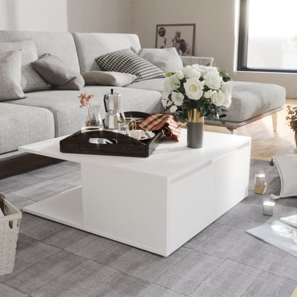 vidaXL Sohvapöytä valkoinen 80x80x31 cm lastulevy