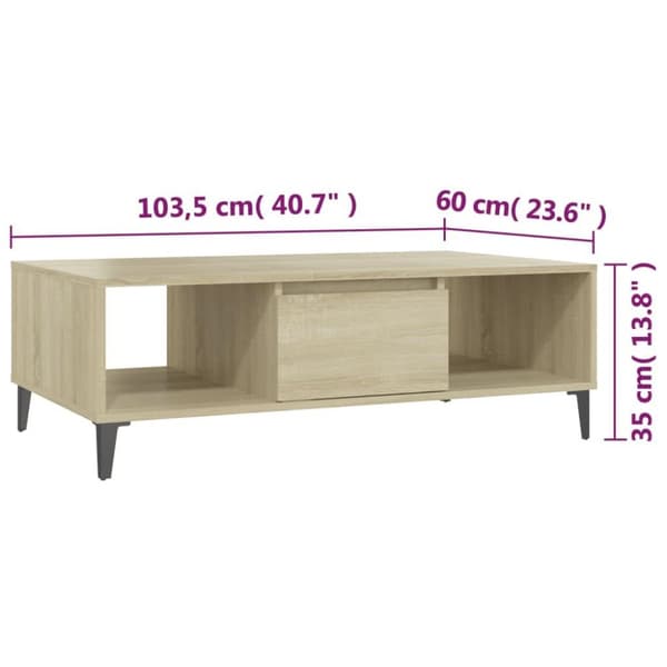 vidaXL Soffbord sonoma-ek 103,5x60x35 cm konstruerat trä