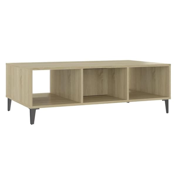 vidaXL sofabord 103,5x60x35 cm spånplade hvid og sonoma-eg