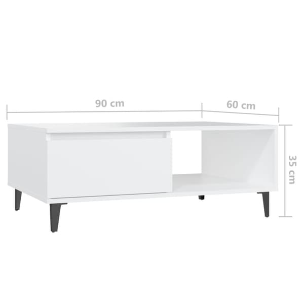 vidaXL Salongbord hvit 90x60x35 cm sponplate