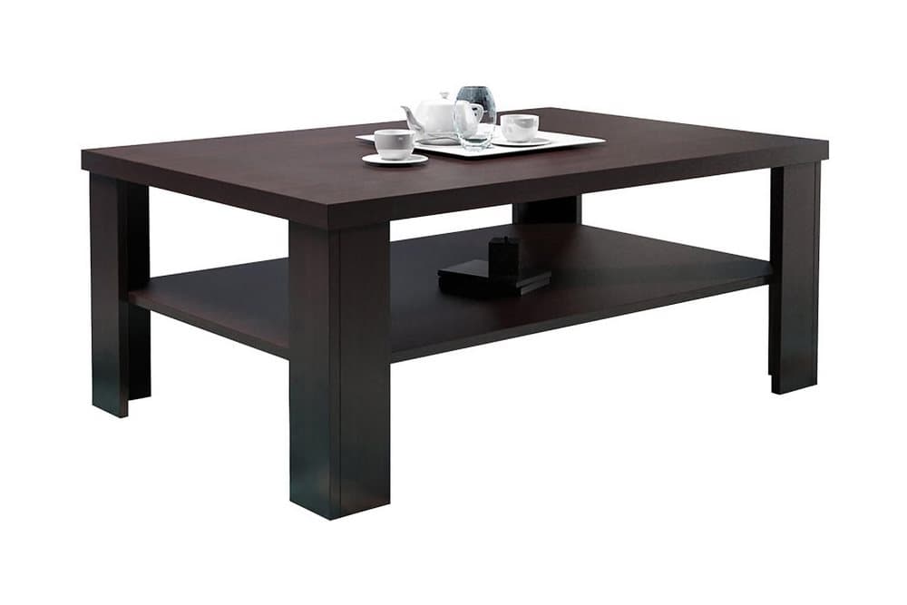 MITANA Soffbord 115 cm med Förvaring Hylla Mörk Natur
