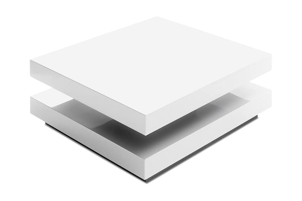 SUBLETTE Soffbord 75 cm med Förvaring Hylla Vit Högglans