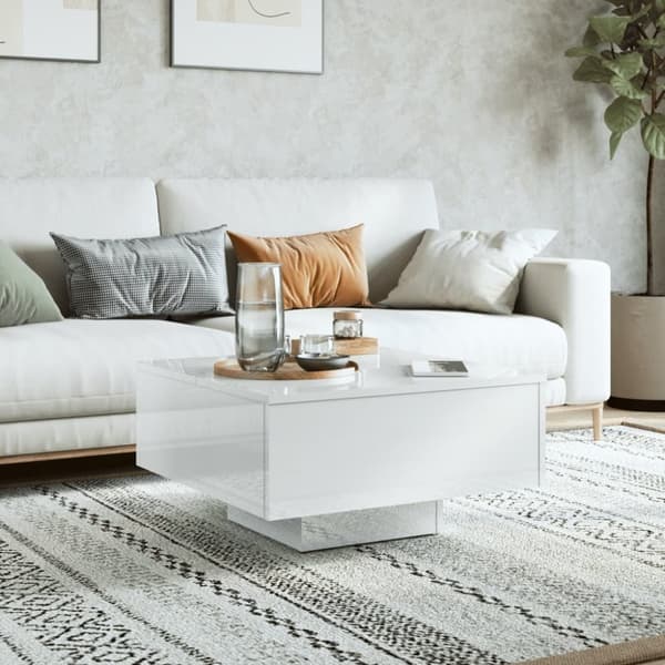 vidaXL sofabord 60x60x31,5 cm spånplade hvid højglans