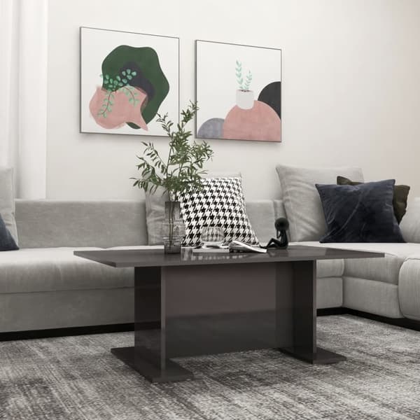 vidaXL sofabord 103,5x60x40 cm spånplade grå højglans