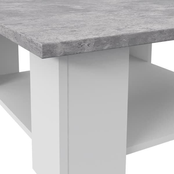 PILVI Soffbord - Vit och ljusgrå betong - L 67 x D 67 x H 31 cm