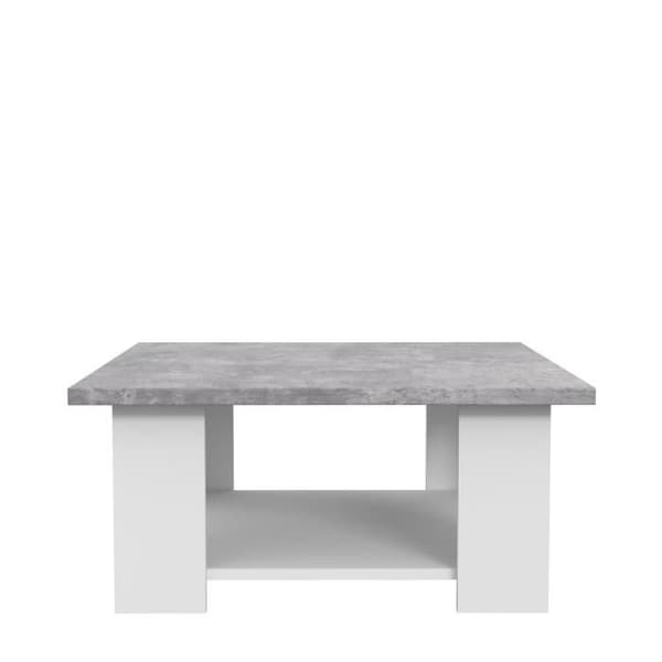PILVI Soffbord - Vit och ljusgrå betong - L 67 x D 67 x H 31 cm