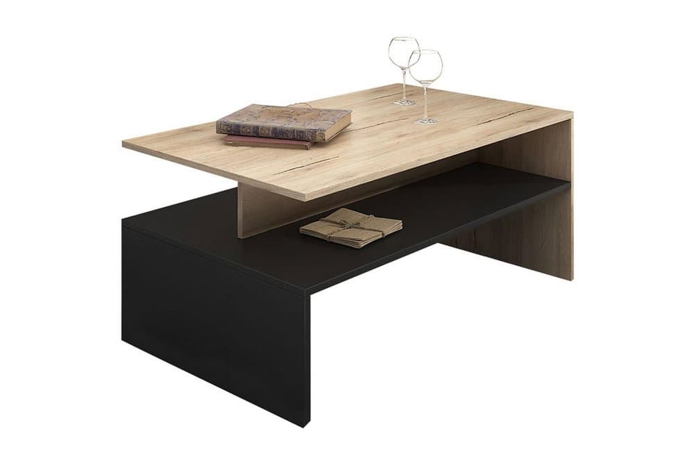 HARIKA Soffbord 100 cm med Förvaring Hylla Natur/Svart