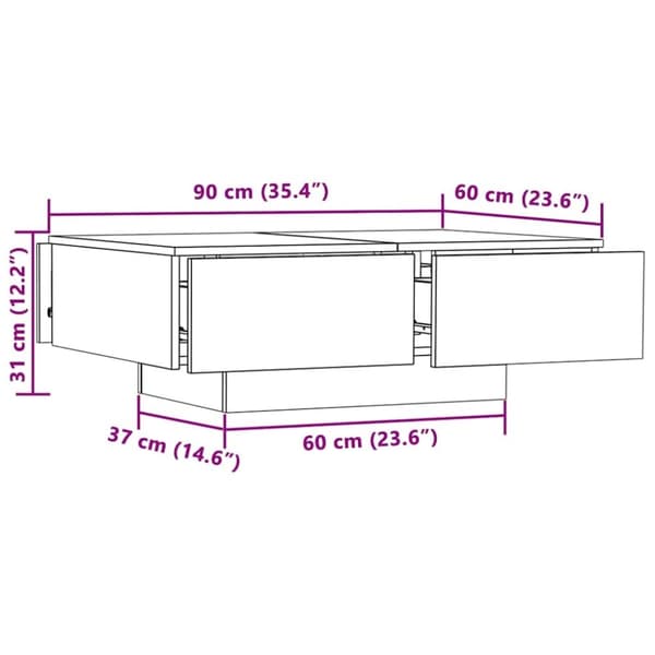 vidaXL Soffbord sonoma-ek 90x60x31 cm konstruerat trä