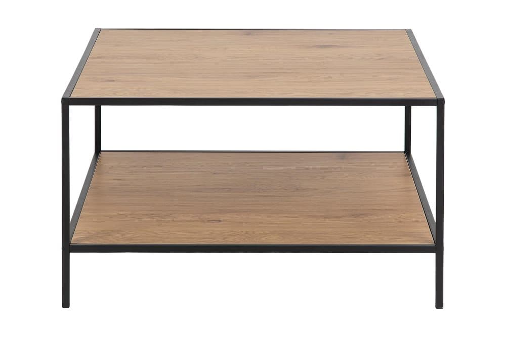 ZUMAR Soffbord 80 cm med Förvaring Hylla Beige/Svart