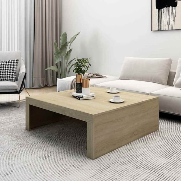 vidaXL Sohvapöytä Sonoma-tammi 100x100x35 cm tekninen puu