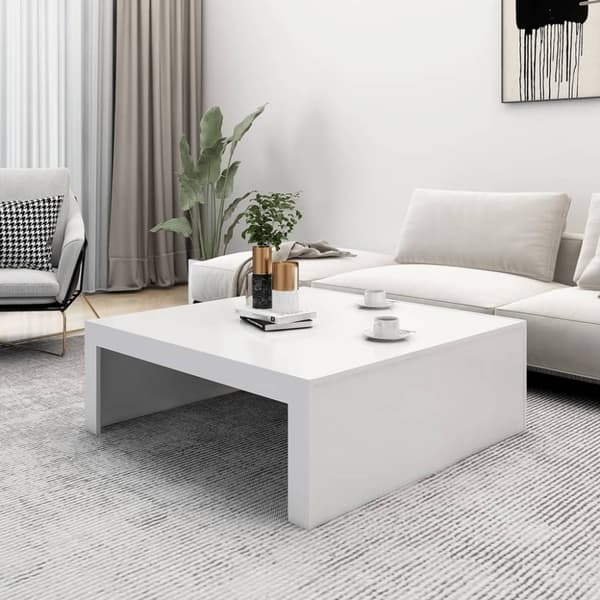 vidaXL Sohvapöytä valkoinen 100x100x35 cm tekninen puu