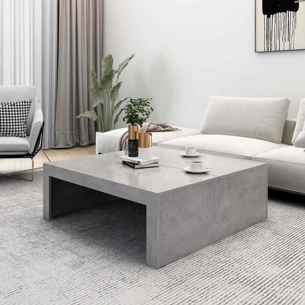 vidaXL Salongbord betonggrå 100x100x35 cm konstruert tre