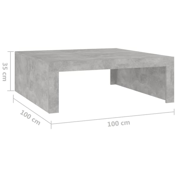vidaXL Salongbord betonggrå 100x100x35 cm konstruert tre