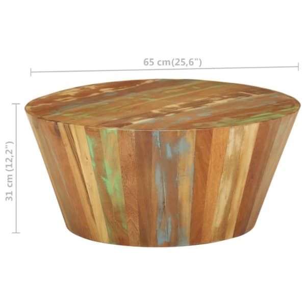 vidaXL sofabord Ø65x31 cm massiv genbrugstræ