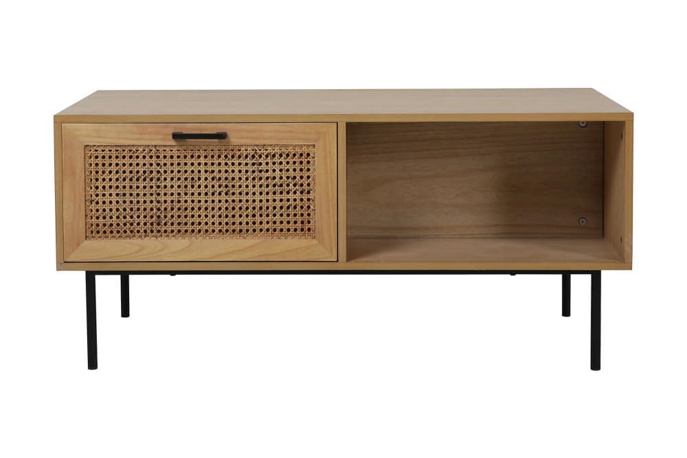 HINOJOSA Soffbord 110 cm med Förvaring Hyllor+Lådor Rotting/