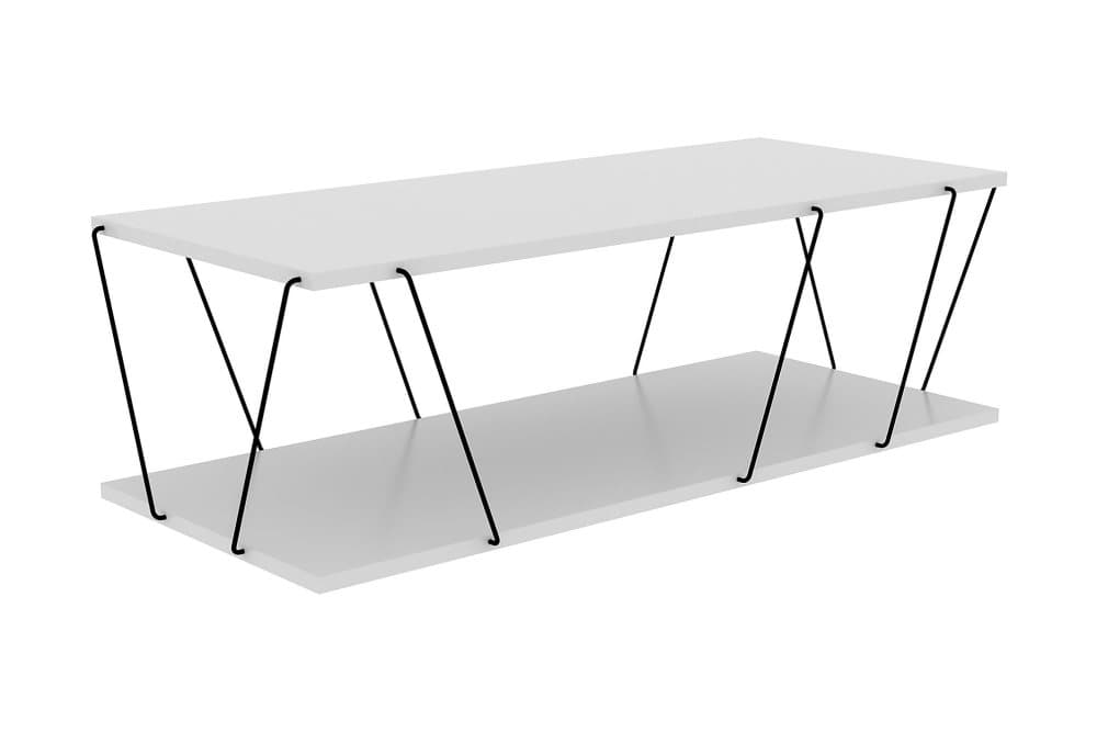 JURKLANE Soffbord 120 cm med Förvaring Hylla Vit/Svart