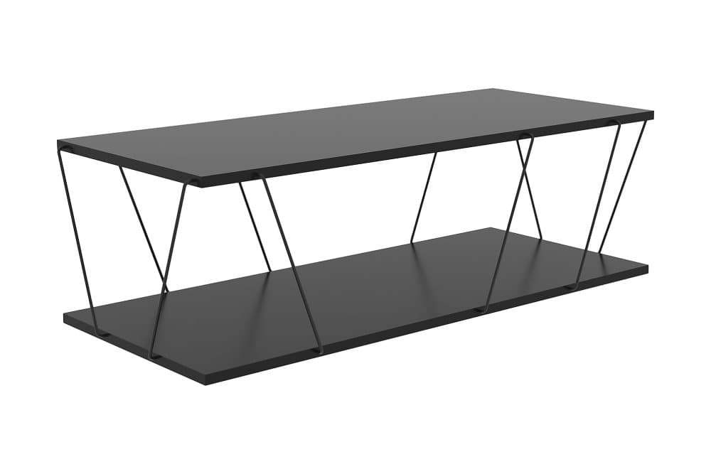 JURKLANE Soffbord 120 cm med Förvaring Hylla Antracit/Svart