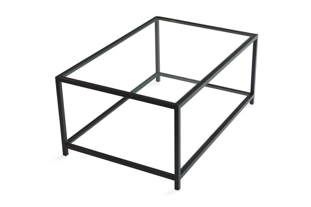 DELARYD Soffbord 90 cm med Förvaring Hylla Glas/Svart