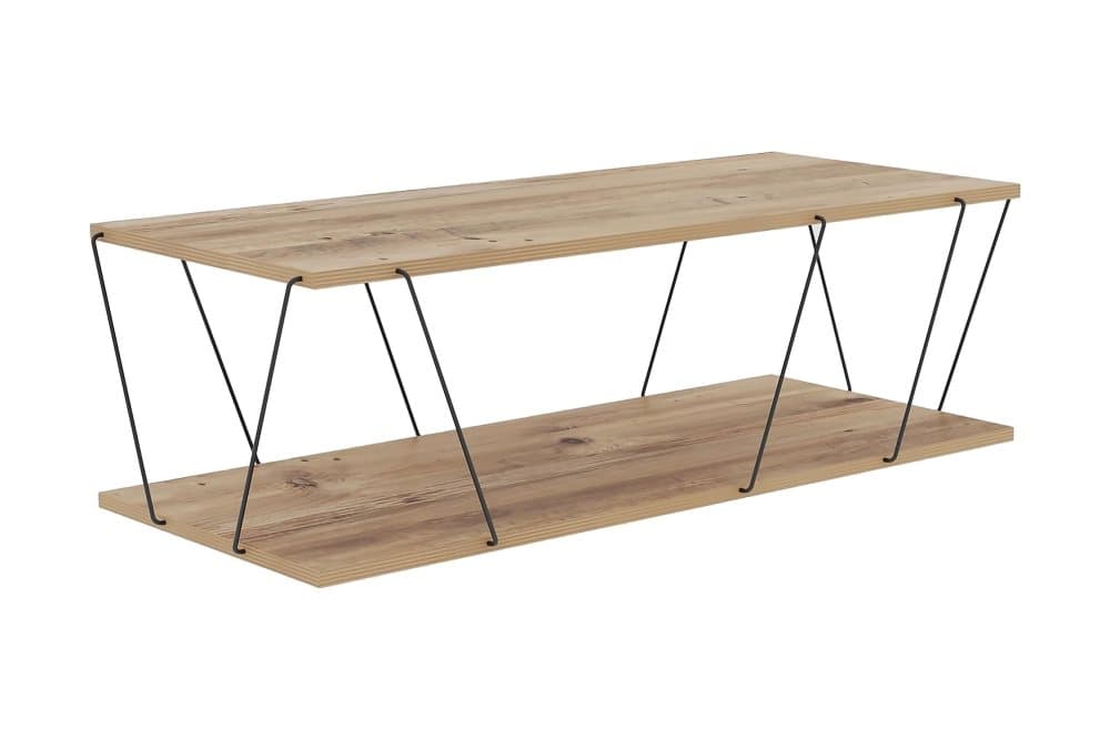 JURKLANE Soffbord 120 cm med Förvaring Hylla Natur/Svart
