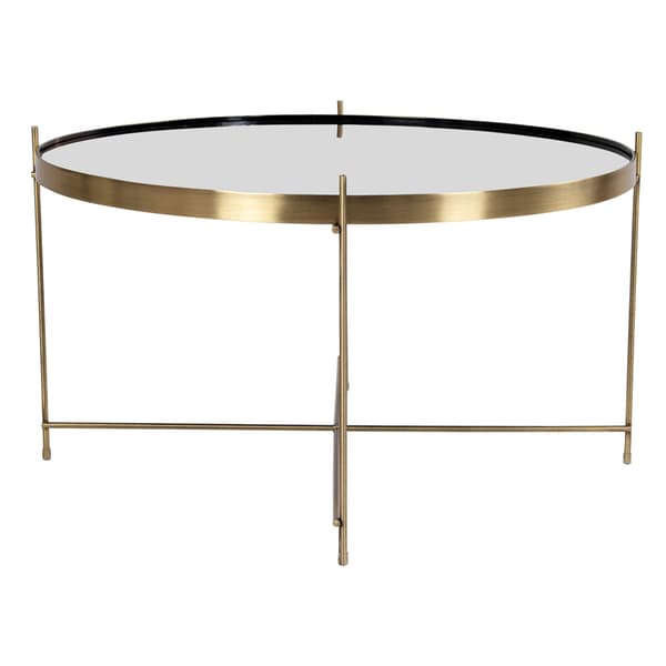 Veo sofabord 70x40 cm messingfarvet stål, glas .